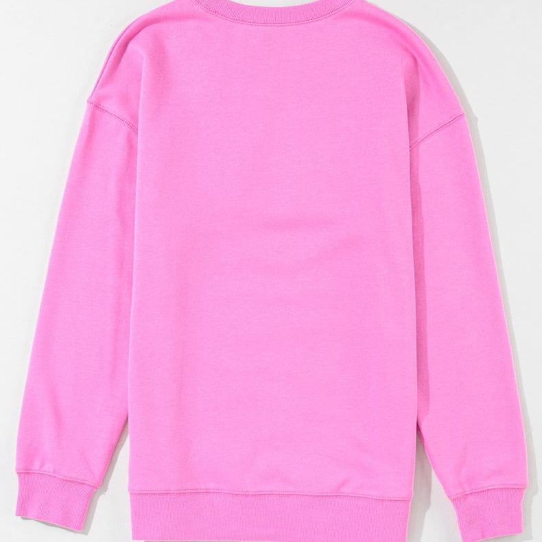 Maglione da Donna Oversize Pullover a Manica Lunga con Scollo Rotondo e Stampa Lettering