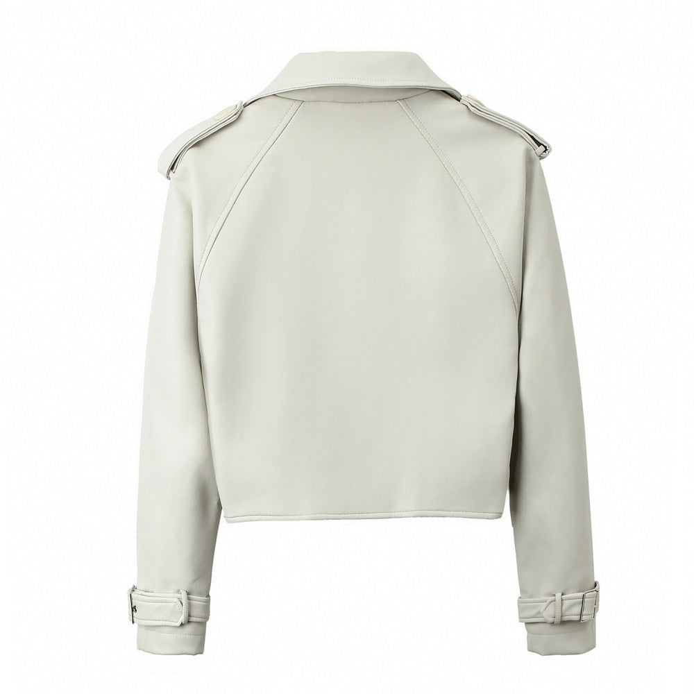 Giacca Donna in PU con Cintura, Maniche Lunghe e Vestibilità Ampia