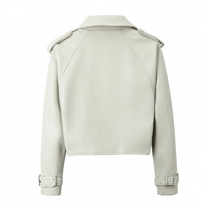 Giacca Donna in PU con Cintura, Maniche Lunghe e Vestibilità Ampia