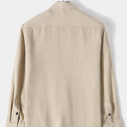 Camicia da Uomo a Maniche Lunghe in Velluto a Coste con Dettaglio Bottoni