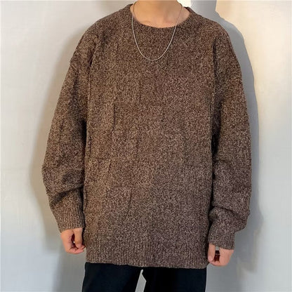 Maglione da Uomo Invernale a Maniche Lunghe con Motivo a Rete a Diamante