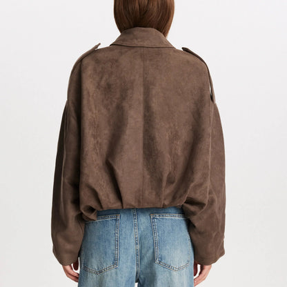 Giacca Oversize da Donna con Effetto Suede