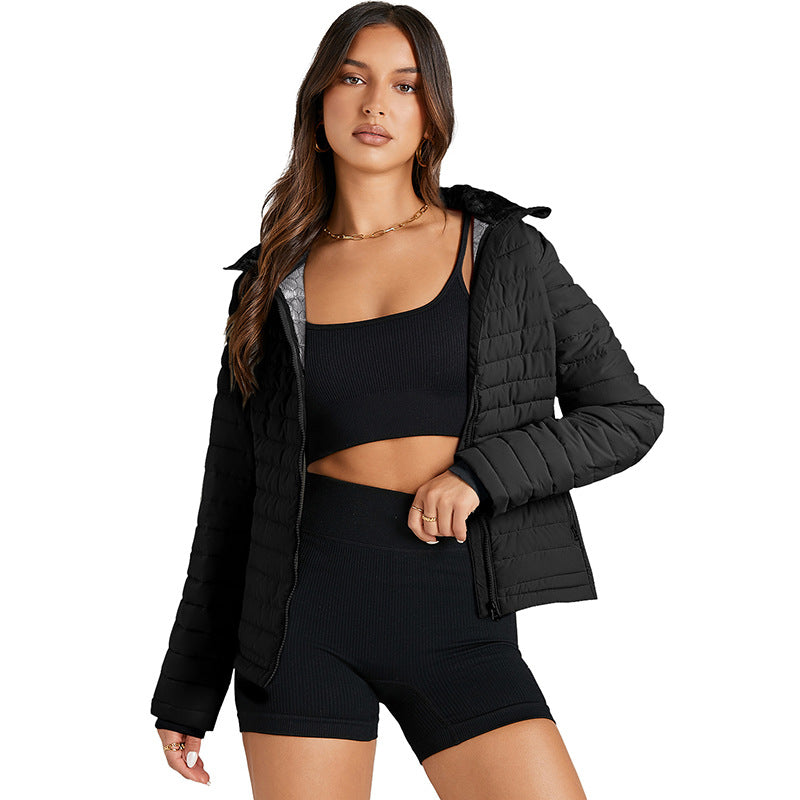 Chaqueta acolchada para mujer con cremallera y cuello alto