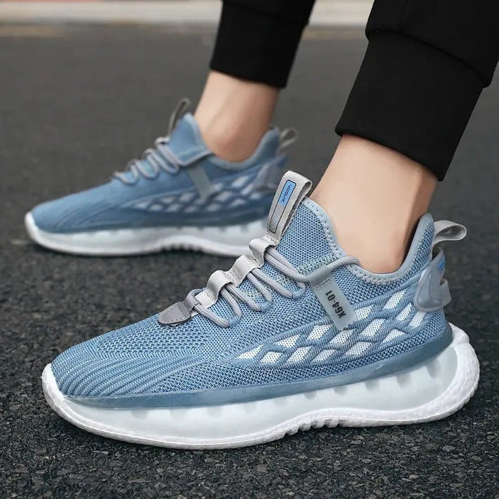 Herresko til løb med snørebånd, tyk sål og rund tå