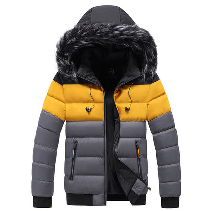 Chaqueta de invierno para hombre tipo puffer con capucha y cierre con cremallera