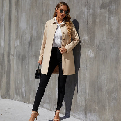 Dobbeltbrystet dame trenchcoat med syningsdetaljer