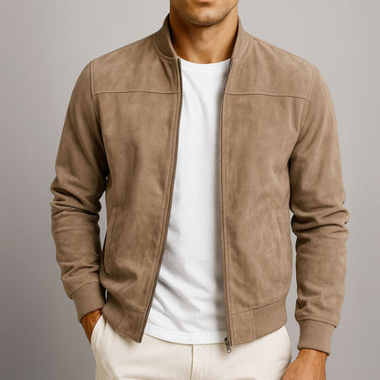Giacca da Uomo in Camoscio Slim Fit Stile Bomber Minimalista