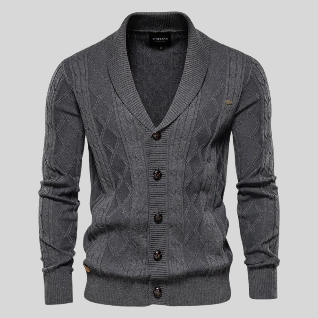 Cardigan da Uomo con Scollo a V e Chiusura con Bottoni