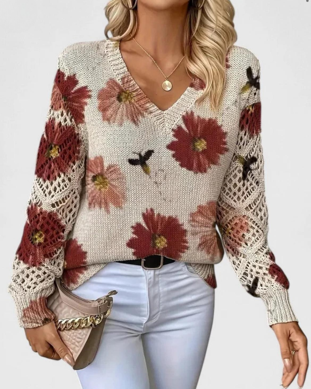Maglione da Donna con Maniche Traforate e Texture Morbida