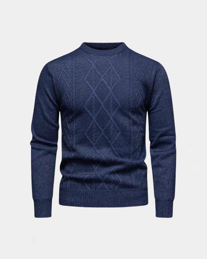 Maglione da Uomo con Lavorazione a Rombi e Girocollo
