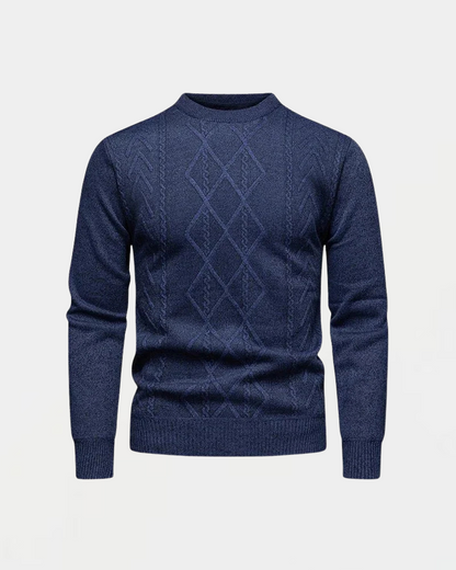 Maglione da Uomo con Lavorazione a Rombi e Girocollo