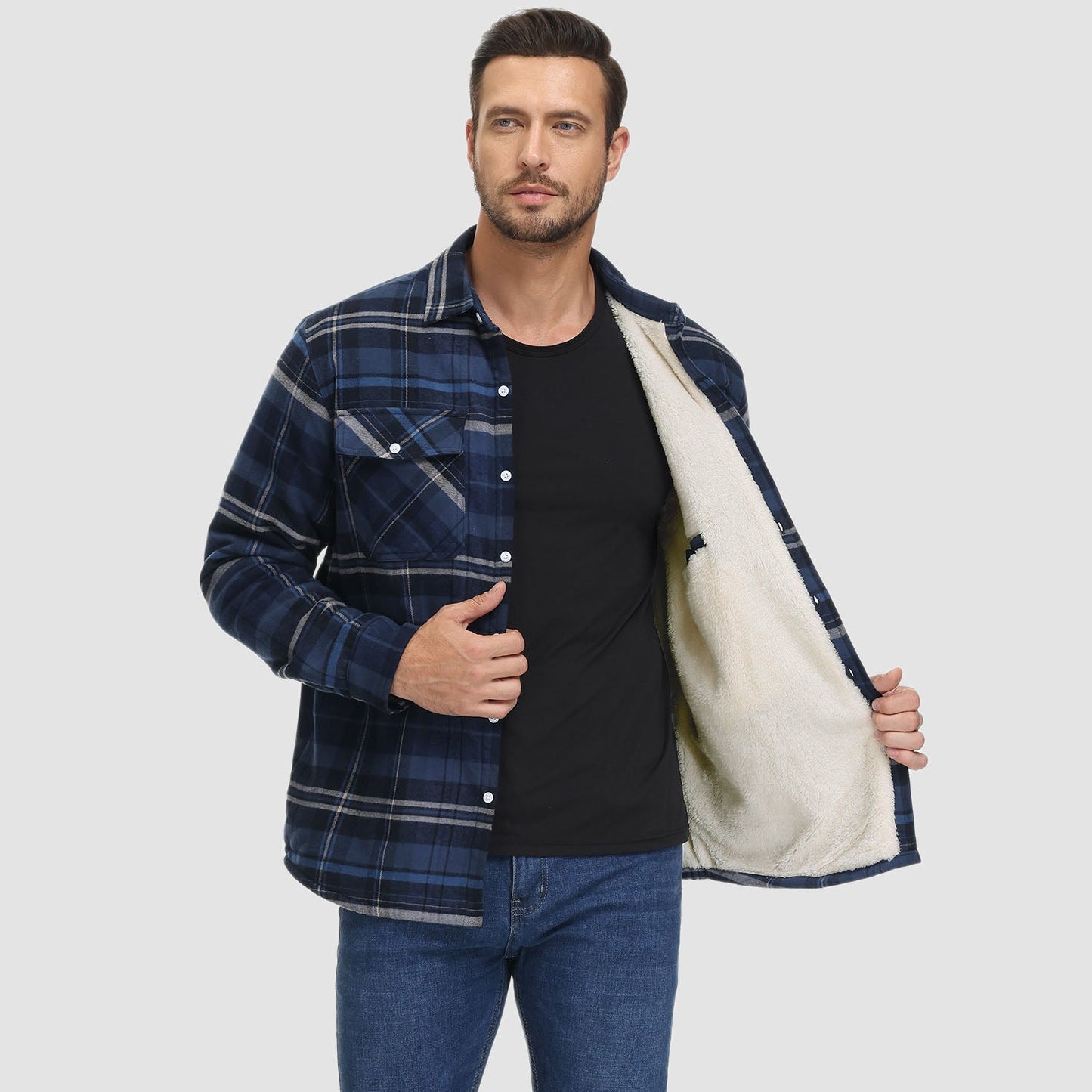 Giacca Camicia Casual da Uomo con Tasche