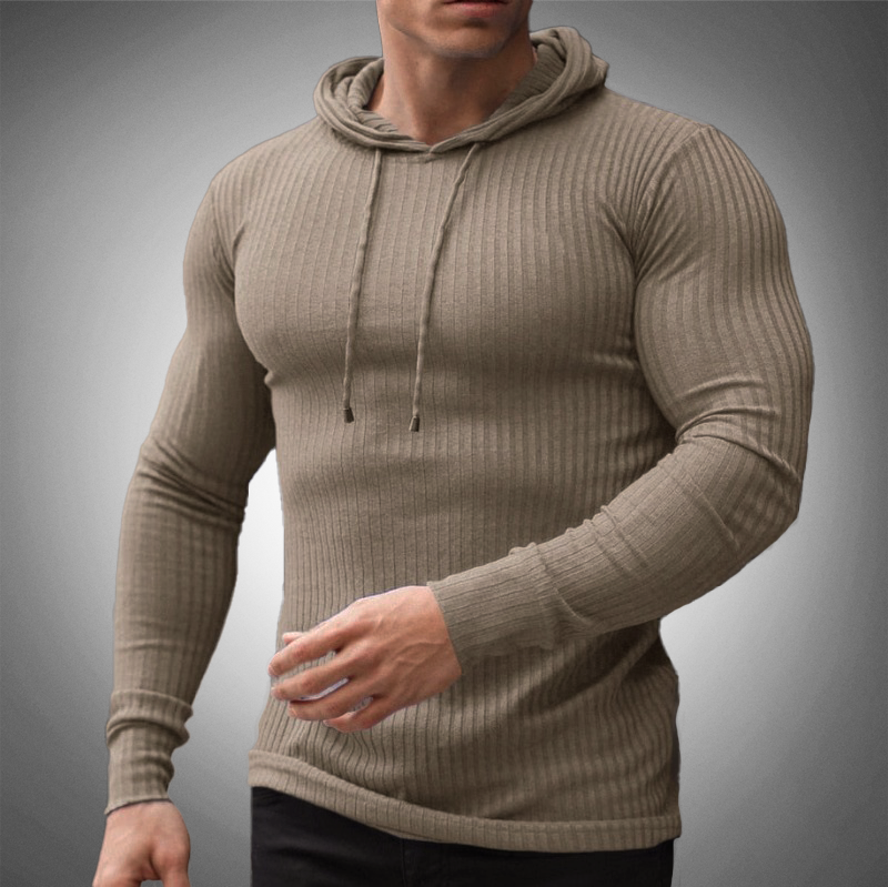 Maglione da Uomo in Maglia con Cappuccio e Design Slim Fit