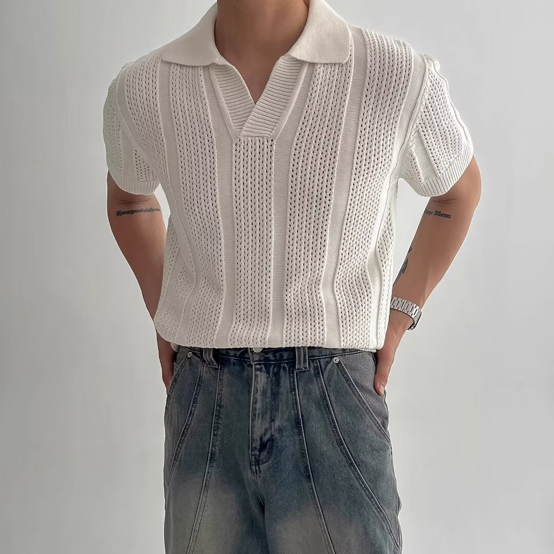 Polo da Uomo a Maniche Corte in Maglia a Rete Ideale per l'Estate