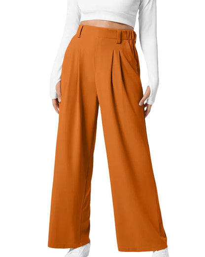 Pantaloni da Donna a Vita Alta in Maglia Waffle con Gamba Ampia