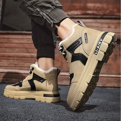 Herre Vinterstøvler til Anklen High-Top med Snørebånd og Tykk Sål