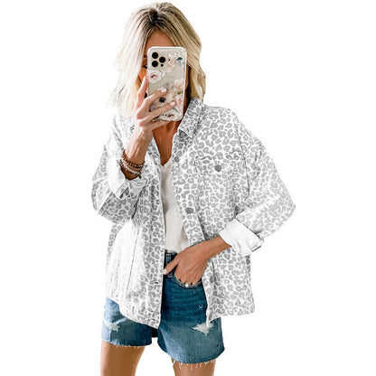 Abrigo de mujer en denim con mangas largas, lazo y ajuste amplio