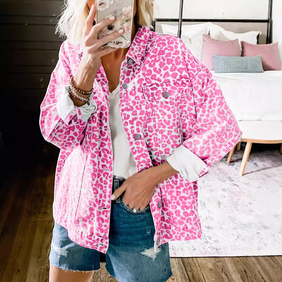 Abrigo de mujer en denim con mangas largas, lazo y ajuste amplio