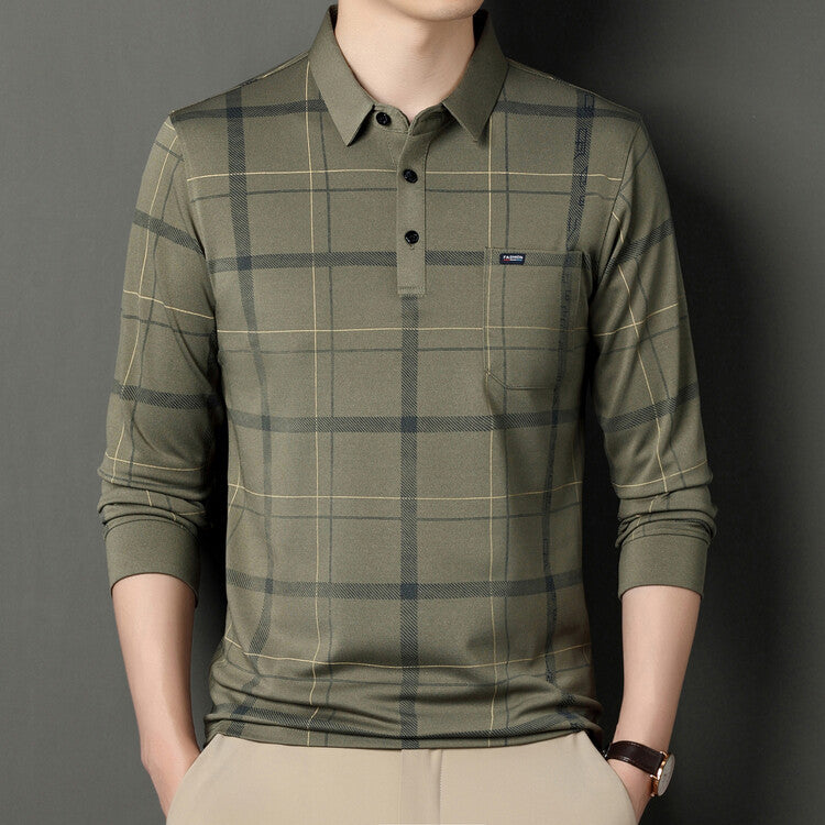 Polo da Uomo a Maniche Lunghe Slim Fit con Motivo a Righe