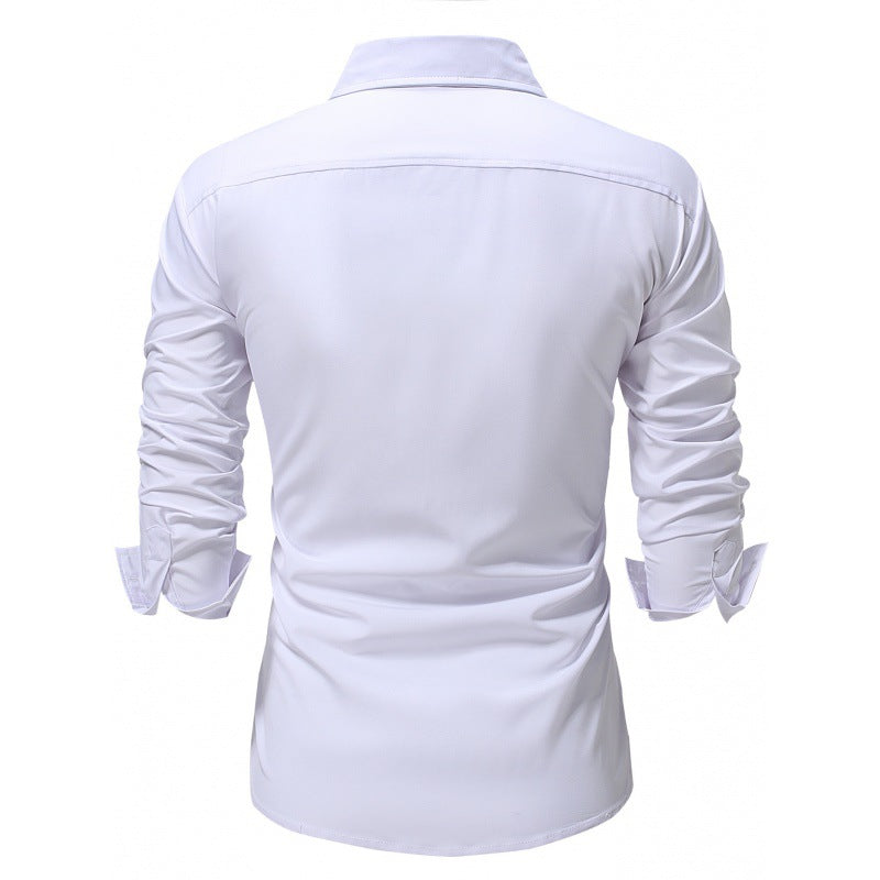 Camicia Business a Maniche Lunghe Colore Solido Ideale per Primavera e Autunno