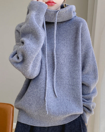 Maglione da Donna Pullover in Maglia con Colletto Peter Pan e Maniche Lunghe