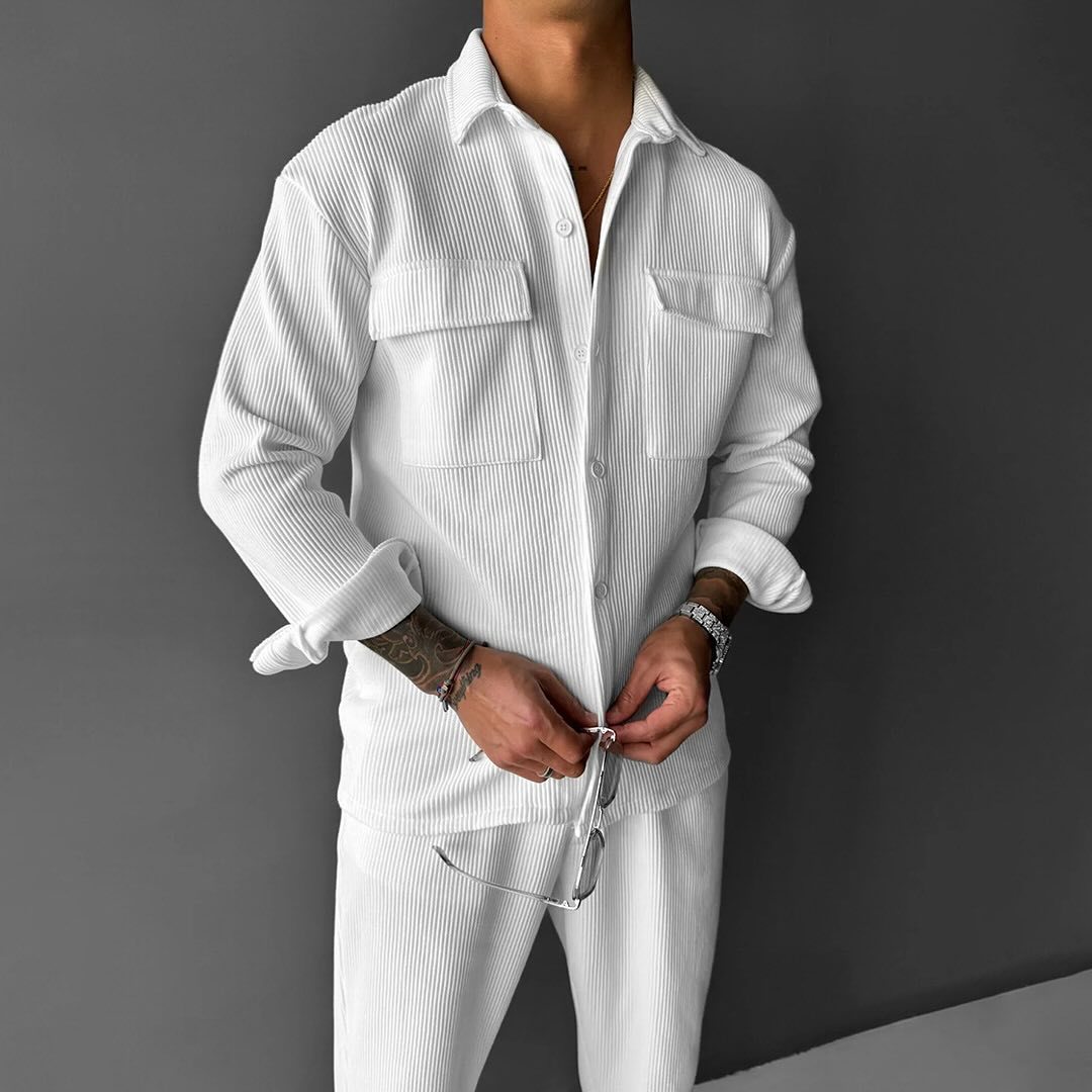 Camicia a Maniche Lunghe Vestibilità Comoda con Colletto Revers Ideale per Tutte le Stagioni