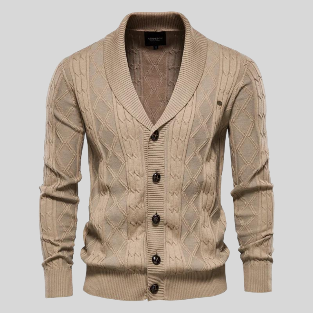 Cardigan da Uomo con Scollo a V e Chiusura con Bottoni