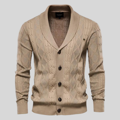 Cardigan da Uomo con Scollo a V e Chiusura con Bottoni