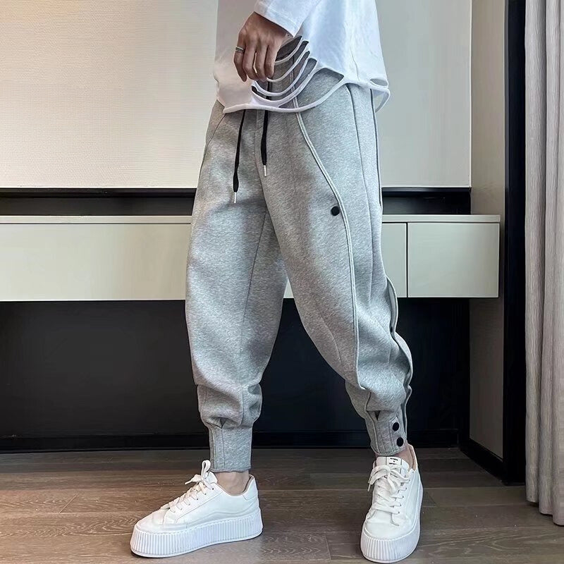 Jogger da Uomo con Vestibilità Affusolata, Tasche Funzionali e Bottoni alle Caviglie