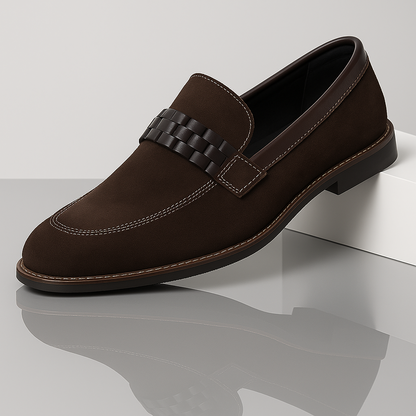 Mocassini da Uomo Camoscio Fascia Intrecciata Slip On
