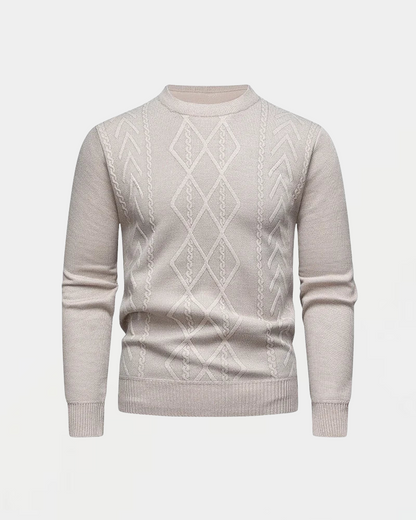 Maglione da Uomo con Lavorazione a Rombi e Girocollo