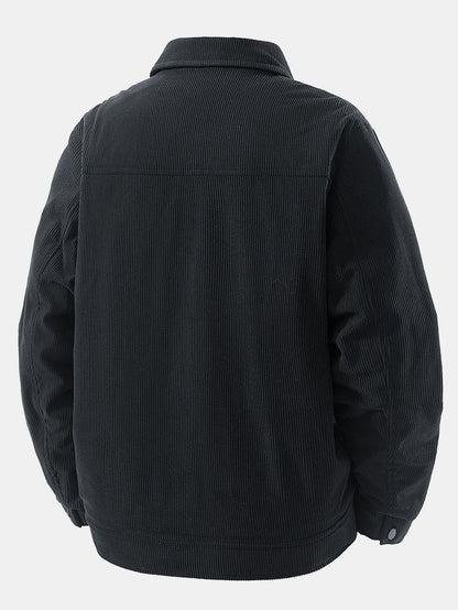 Giacca da Uomo Autunnale con Fodera in Pelliccia Sintetica e Chiusura a Bottoni a Scatto