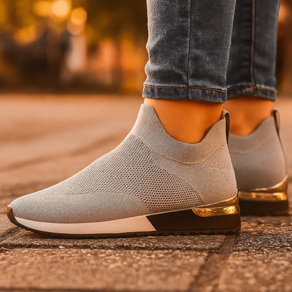 Sneakers Slip-On da Donna con Mesh Traspirante e Tallone Metallizzato
