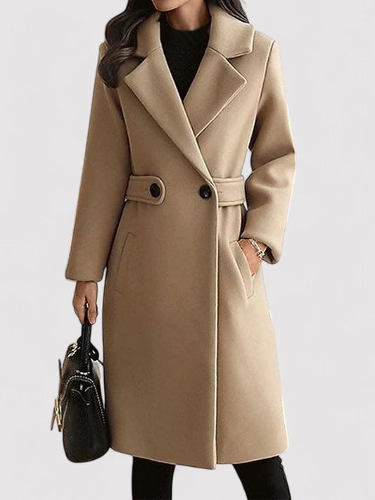Cappotto Invernale in Lana con Fibbia Stretta e Revers Elegante Ideale per la Stagione Fredda