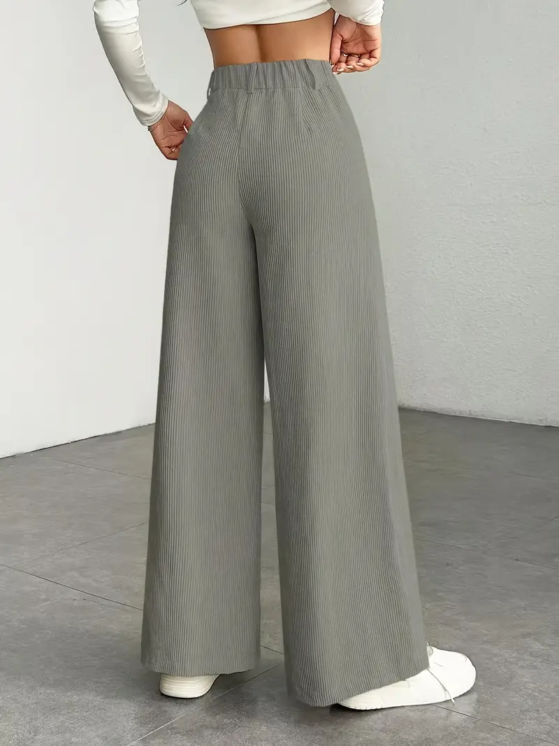 Pantaloni da Donna in Velluto a Coste a Vita Alta e Gamba Larga