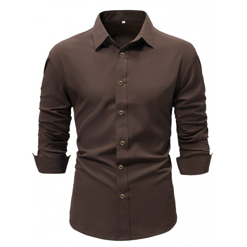 Camicia Business a Maniche Lunghe Colore Solido Ideale per Primavera e Autunno