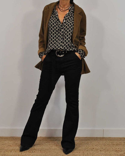 Blusa in Cotone con Scollo a V e Bottoni | Ideale per Primavera e Autunno