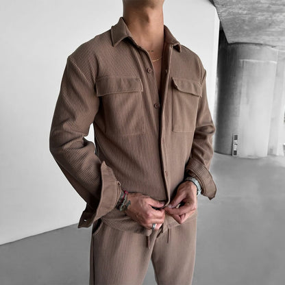 Camicia a Maniche Lunghe Vestibilità Comoda con Colletto Revers Ideale per Tutte le Stagioni