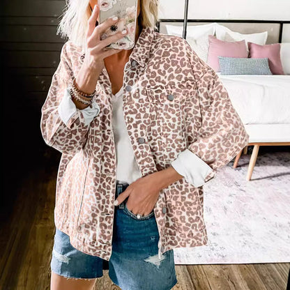 Abrigo de mujer en denim con mangas largas, lazo y ajuste amplio