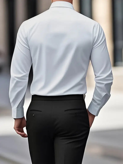 Camicia da Uomo a Manica Lunga Slim Fit in Tessuto Traspirante