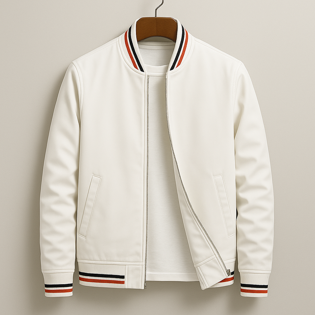 Giacca Bomber da Uomo Primaverile con Bordo a Righe, Leggera