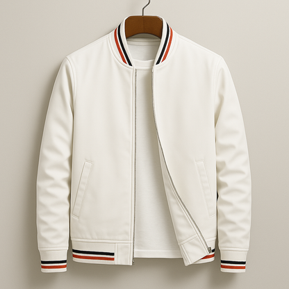 Giacca Bomber da Uomo Primaverile con Bordo a Righe, Leggera