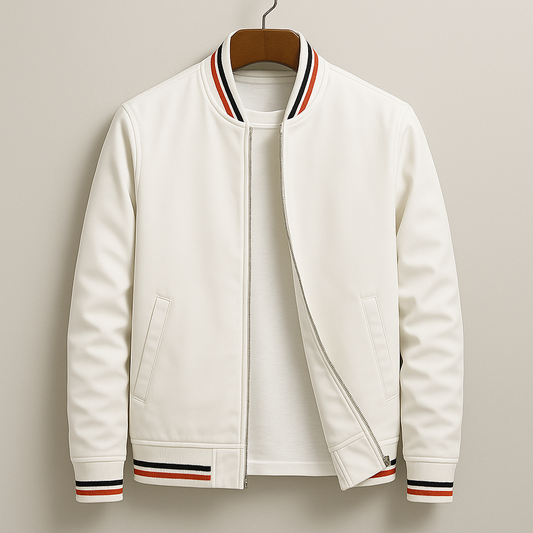 Giacca Bomber da Uomo Primaverile con Bordo a Righe, Leggera