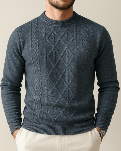 Maglione da Uomo con Lavorazione a Rombi e Girocollo