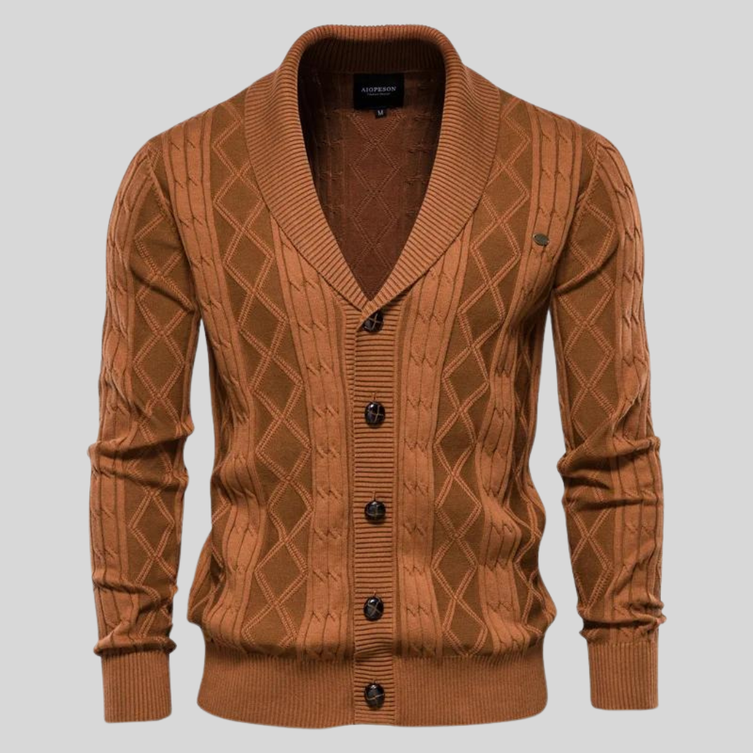 Cardigan da Uomo con Scollo a V e Chiusura con Bottoni