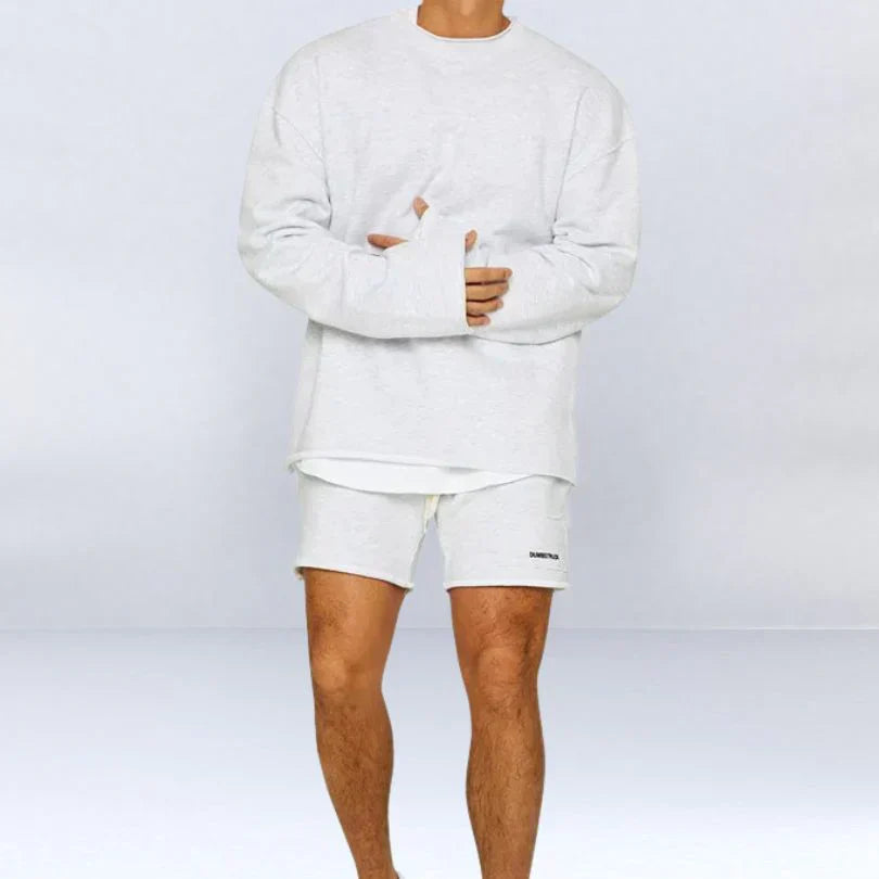 Set estivo da uomo con camicia a maniche corte e pantaloncini in tessuto traspirante