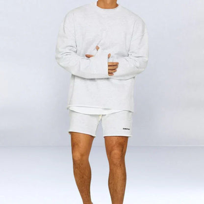 Set estivo da uomo con camicia a maniche corte e pantaloncini in tessuto traspirante