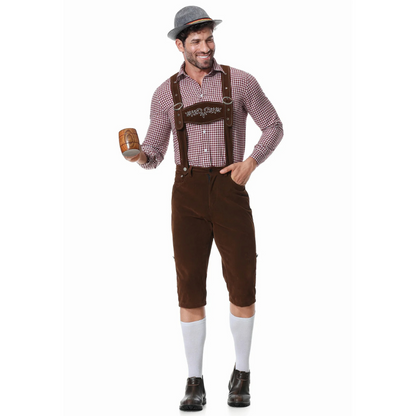 Set Lederhosen da Uomo Oktoberfest Tre Pezzi con Camicia e Cravatta