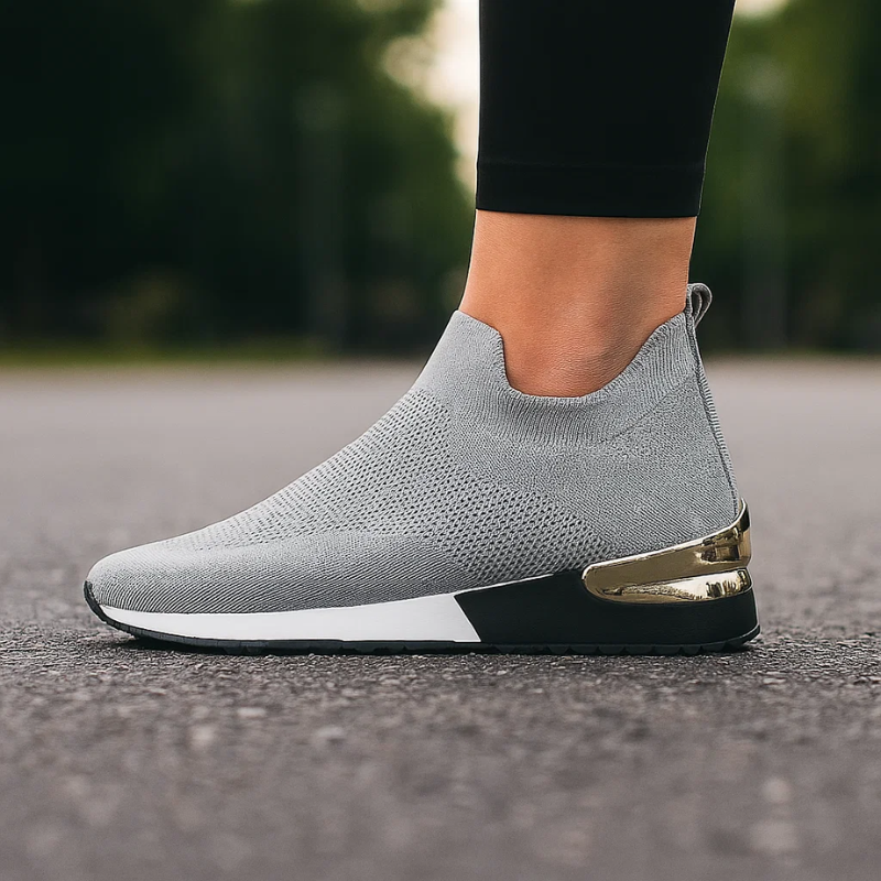 Sneakers Slip-On da Donna con Mesh Traspirante e Tallone Metallizzato