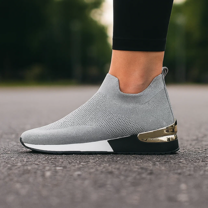 Sneakers Slip-On da Donna con Mesh Traspirante e Tallone Metallizzato